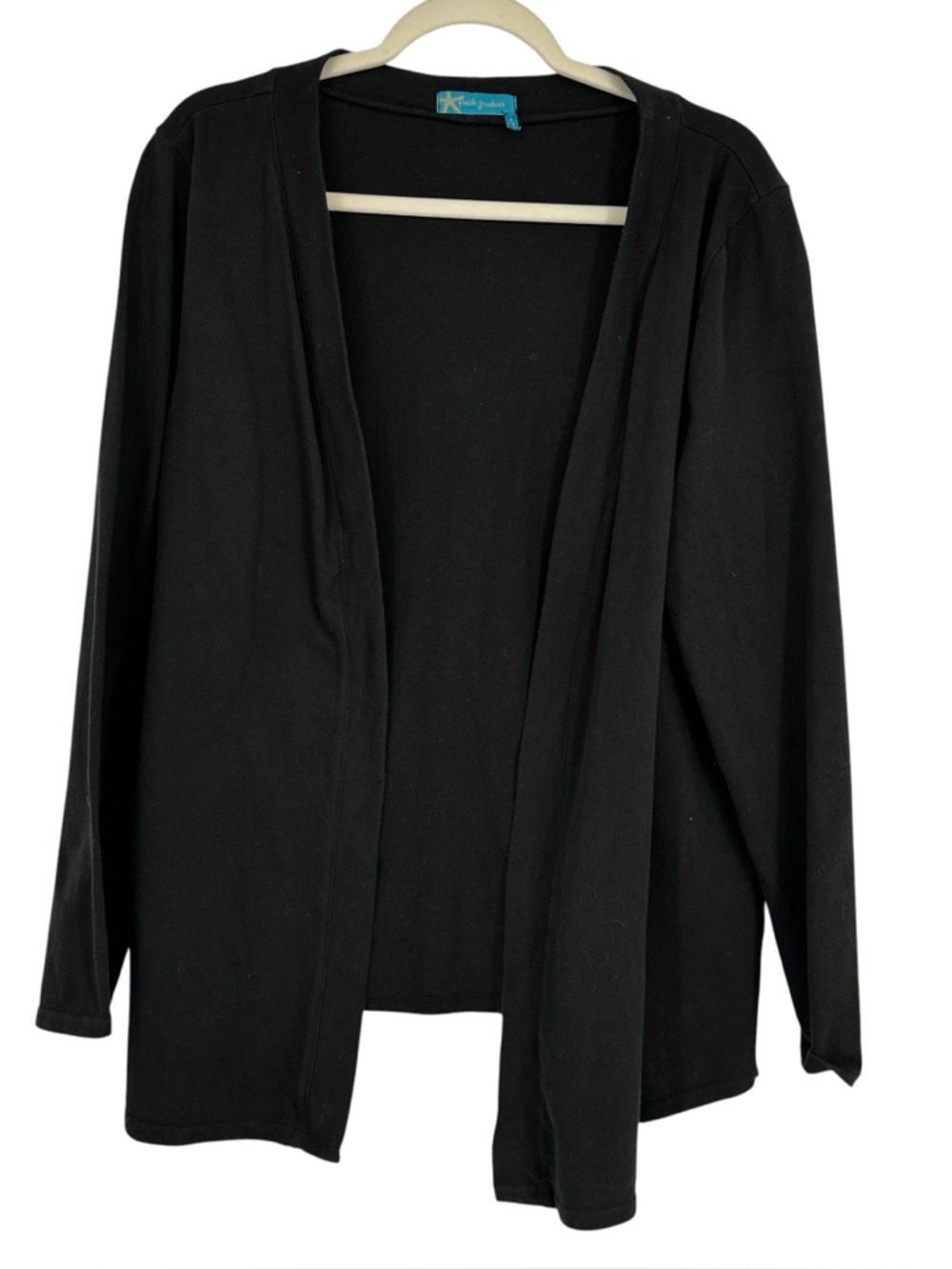Women’s Fresh Produce Size Large Black Cotton Open Front Cardigan Sweater